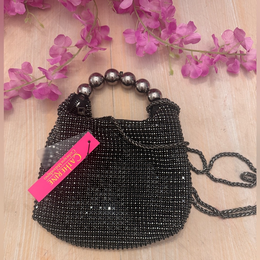 NWT!  Catherine Malandrino Black Beaded Women's Evening Bag